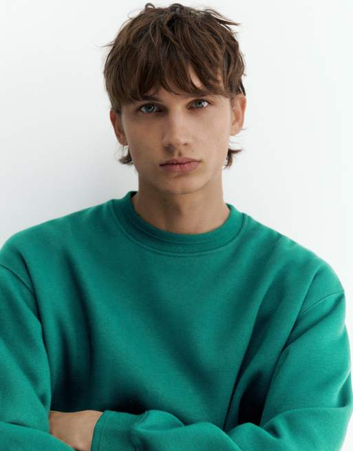 Pull&Bear sweat-shirt coupe relaxed vert bouteille, 3 de 7