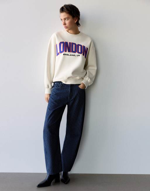Pull&Bear sweat-shirt graphique à col rond en ice, 4 de 7