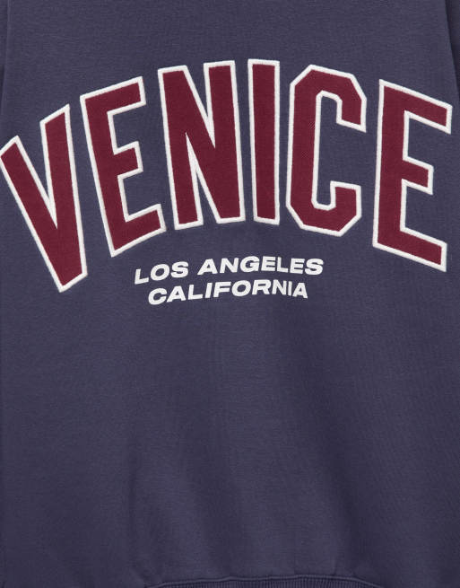 Pull&Bear sweat-shirt graphique col rond bleu marine, 6 de 6