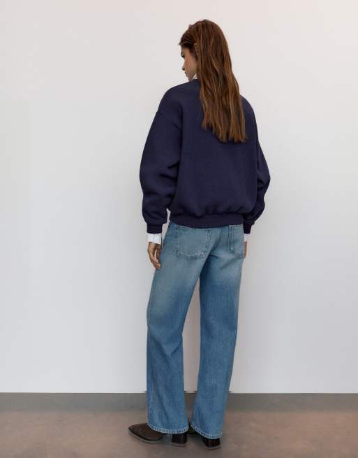 Pull&Bear sweat-shirt imprimé ours bleu marine, 2 de 7