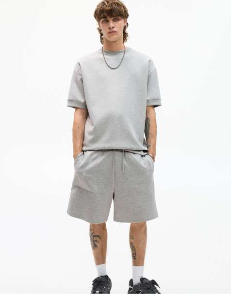 Pull&Bear sweat shorts in grey marl - view 1