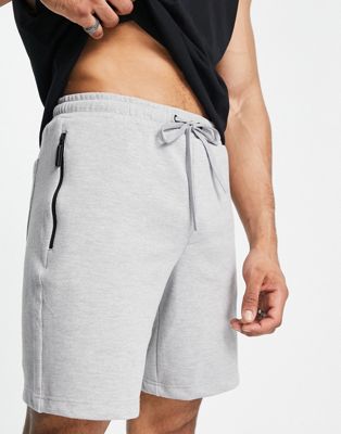 Pull&Bear sweat shorts with pocket detail in light grey