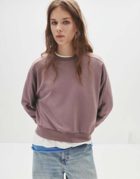 Pull&Bear - Sweat uni à col rond - Vieux rose - view 1