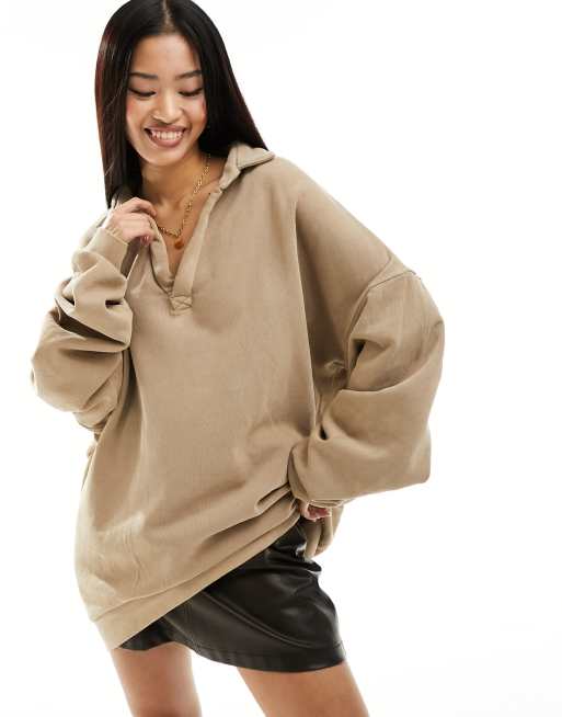 Pull&Bear - Sweater met polohals in camel