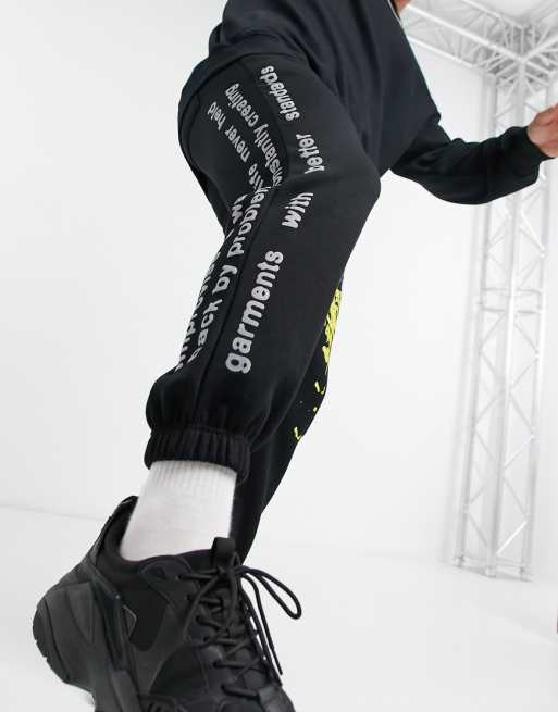 Pull&Bear sweatpants with graffiti print in black | ASOS