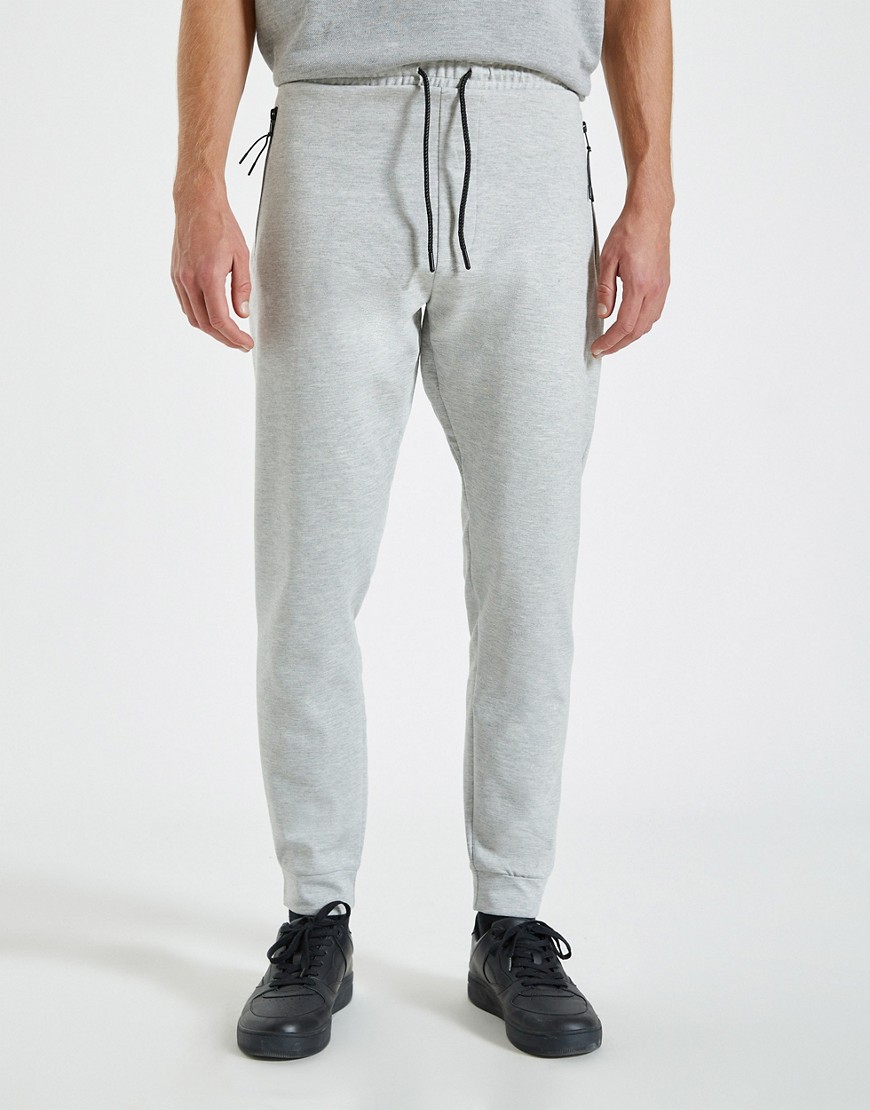Pull & Bear sweatpants with zip pockets in gray-Grey