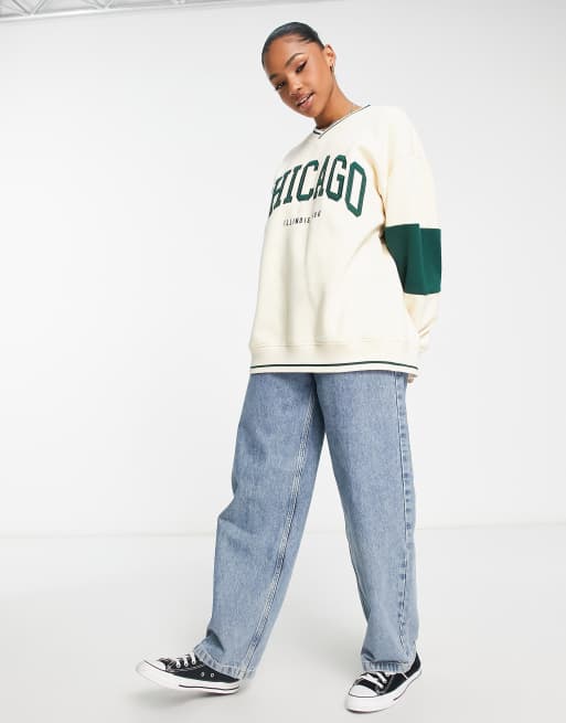 Pull & Bear Chicago sweatshirt - 578592591-501