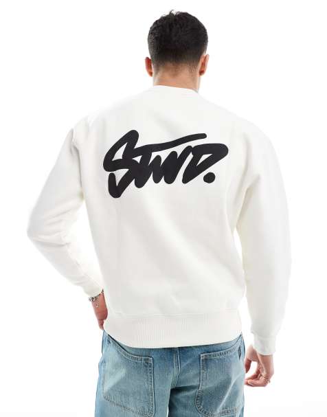 Pull&Bear – Sweatshirt in Ecru mit „Stwd“-Schriftzug - view 1