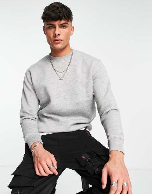 Pull&Bear – Sweatshirt in Grau mit Rundhalsausschnitt