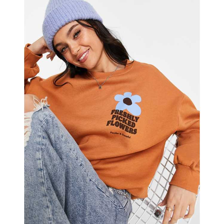 Pull and bear orange sweatshirt hotsell