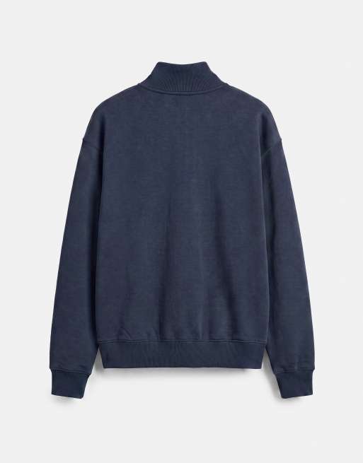 Pull&Bear sweatshirt med kvartslång dragkedja i marinblått, 7 av 7