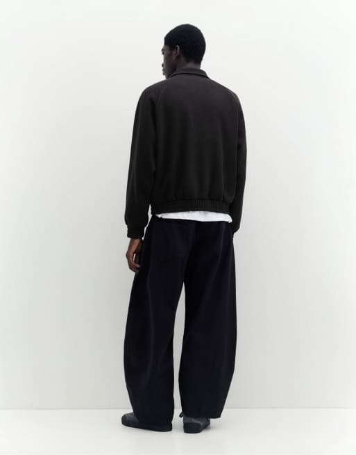 Pull&Bear sweatshirt med lynlås og brandmandslukning i sort, 2 af 7