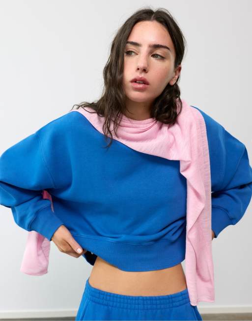 Pull&Bear sweatshirt med rund hals i dyb blå, 4 af 7