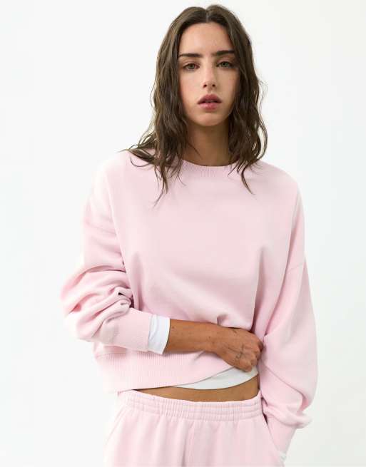 Pull&Bear sweatshirt med rund hals i rosapink, 2 af 7