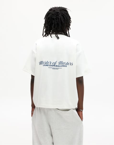 Pull&Bear - Sweatshirt met borduursel en korte mouwen in gebroken wit - view 1