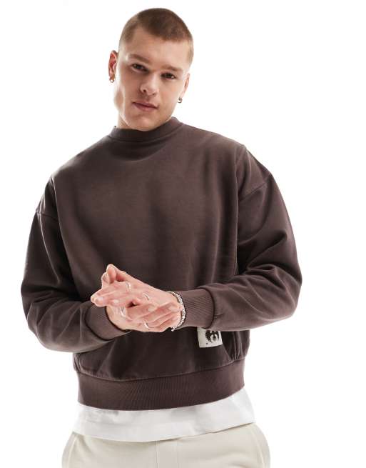 Pull Bear Sweatshirt met grafische print in zwart met wassing ASOS