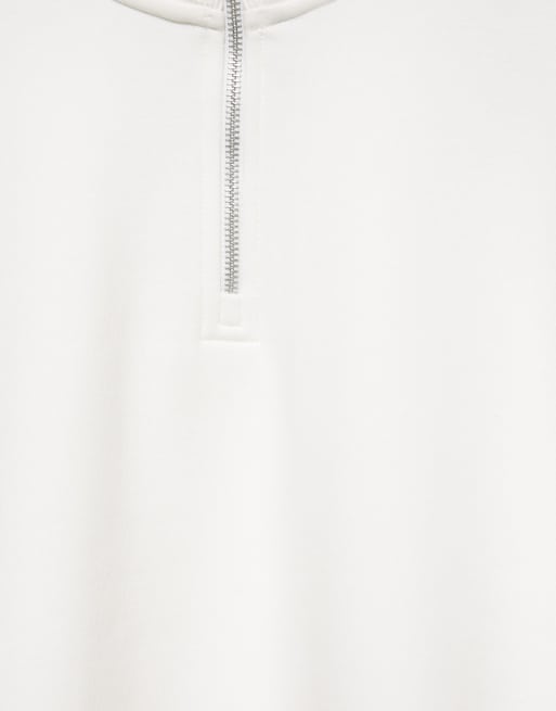 Pull&Bear sweatshirt met kwartrits in gebroken wit, 6 van 7