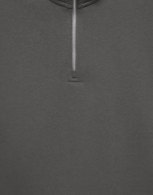 Pull&Bear sweatshirt met kwartrits in grijs, 6 van 7