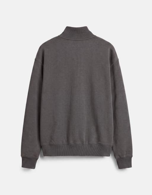 Pull&Bear sweatshirt met kwartrits in grijs, 7 van 7