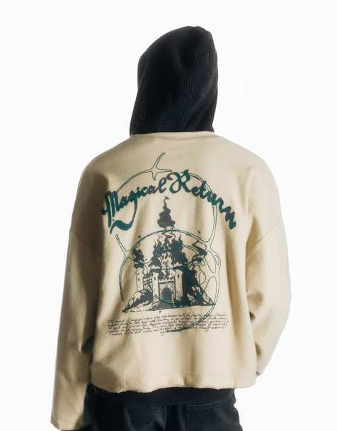 Pull&Bear - Sweatshirt met Magical Return-print in zandkleur - view 1