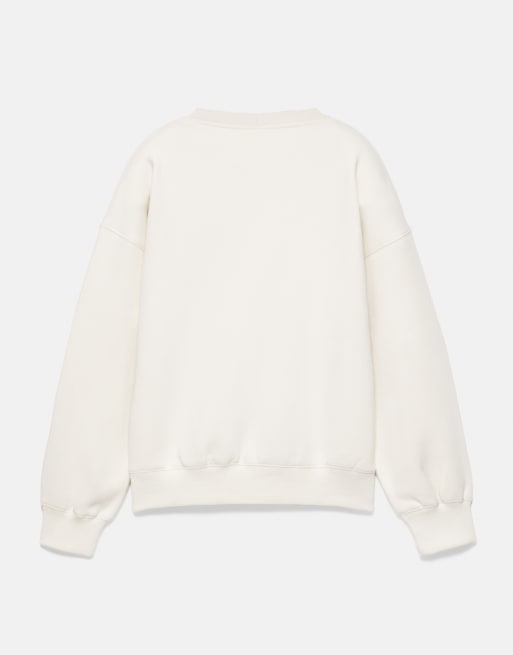 Pull&Bear Sweatshirt mit Grafik und Rundhalsausschnitt in Ice, 7 von 7