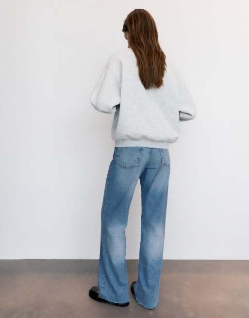 Pull&Bear Sweatshirt mit Hund-Print in grau meliert, 2 von 7