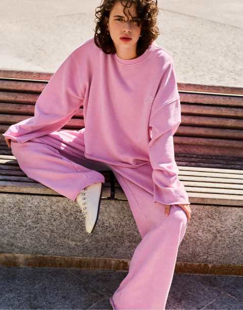 Pull&Bear Sweatshirt mit Rundhalsausschnitt in Pink - view 1