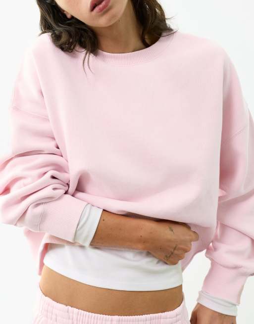 Pull&Bear Sweatshirt mit Rundhalsausschnitt in Rosapink, 4 von 7