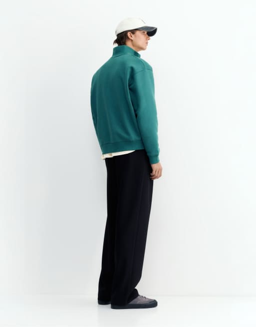 Pull&Bear Sweatshirt mit Viertelreißverschluss in Flaschengrün, 2 von 7