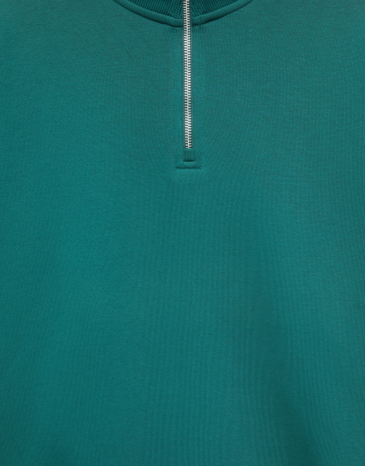 Pull&Bear Sweatshirt mit Viertelreißverschluss in Flaschengrün, 6 von 7