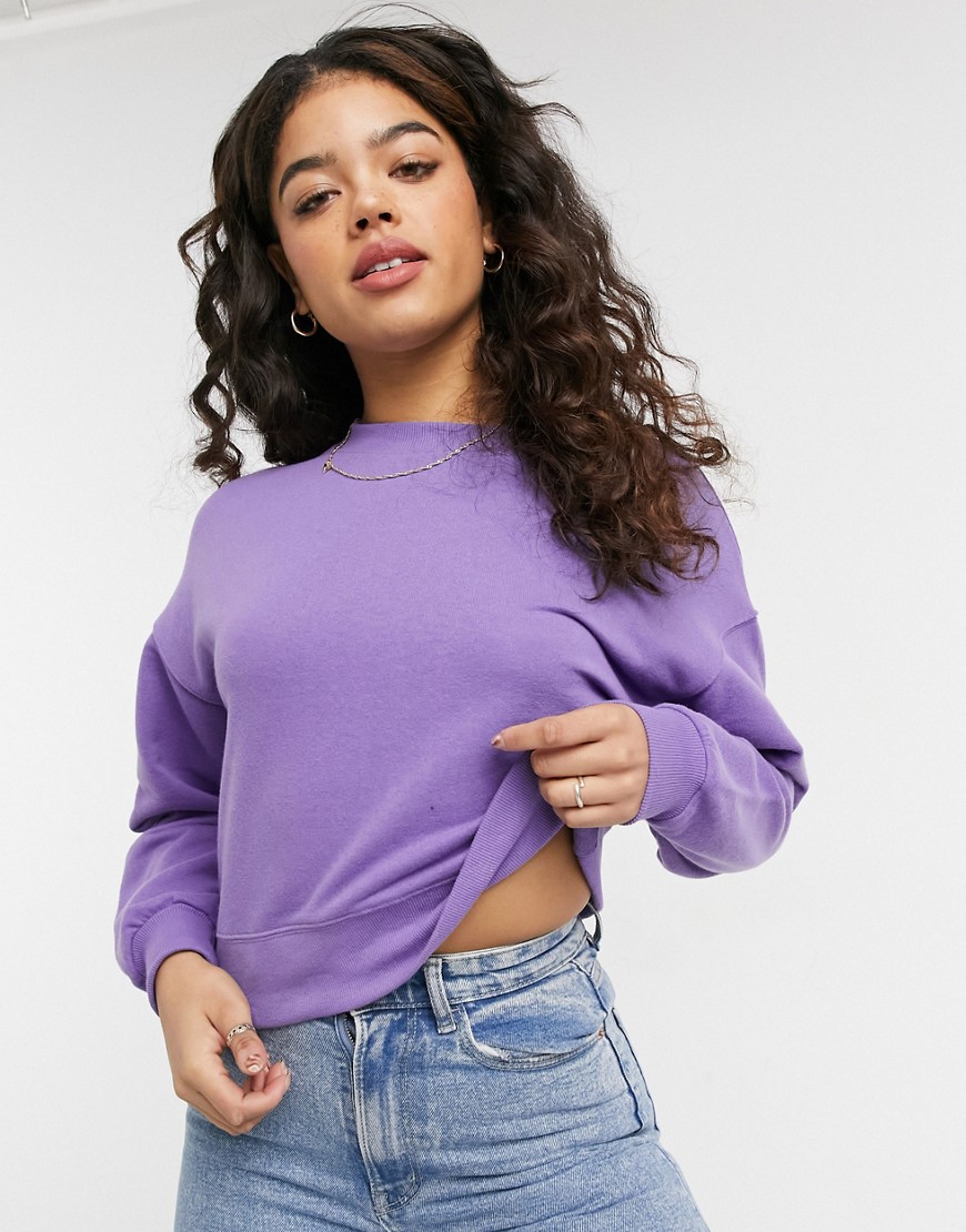 Pull & Bear sweatshirt with seam detail in lilac-Purple