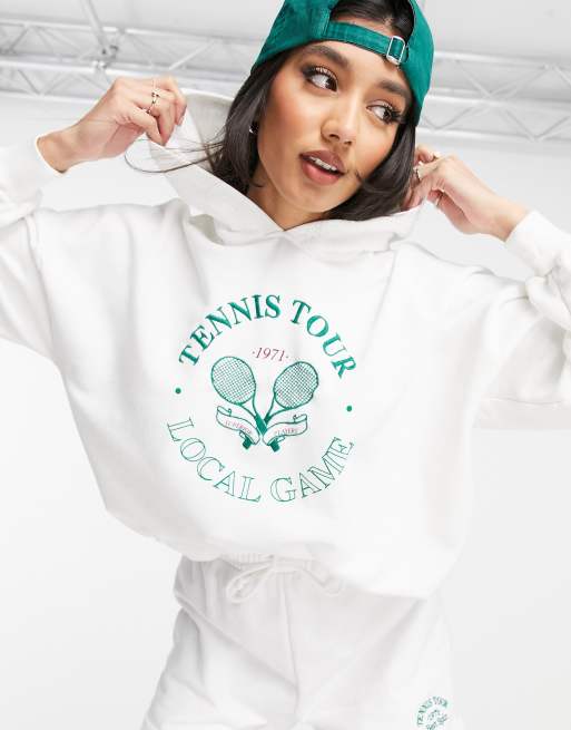 Pull Bear sweatshirt with tennis logo co ord in white