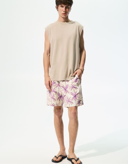 Pull&Bear Swim shorts with palm trees in others