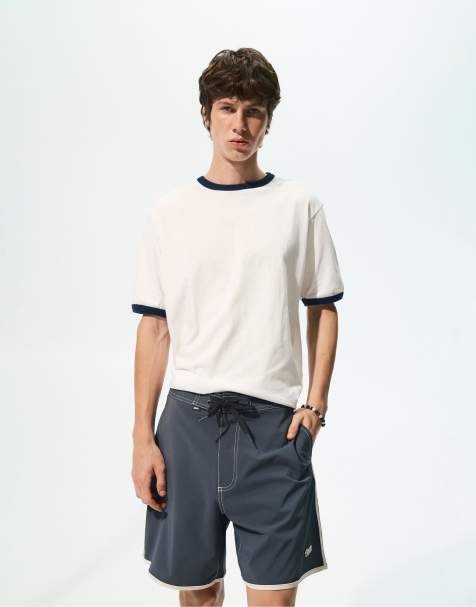 Pull&Bear Swimming trunks with contrast trims in grey - view 1