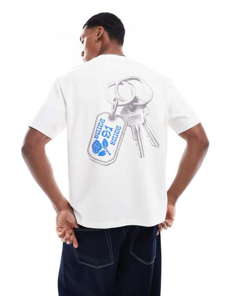 Pull&Bear – SWTD Resort – Gräddvit t-shirt med tryck - view 1