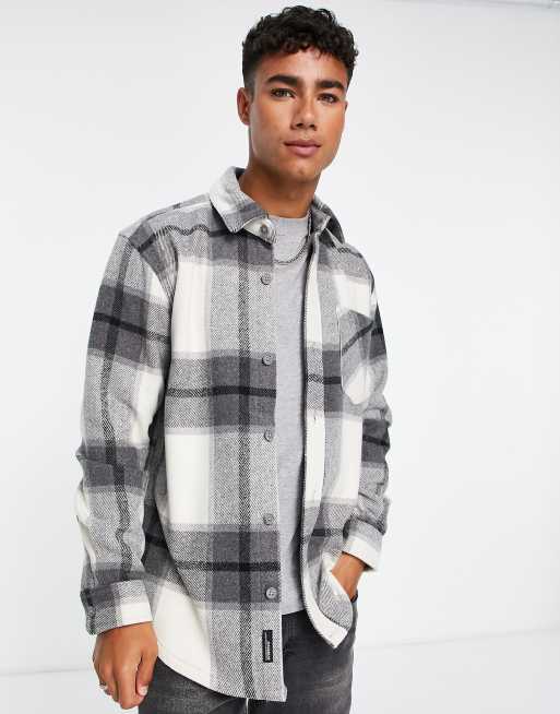 Pull&Bear – Szara koszula w kratę