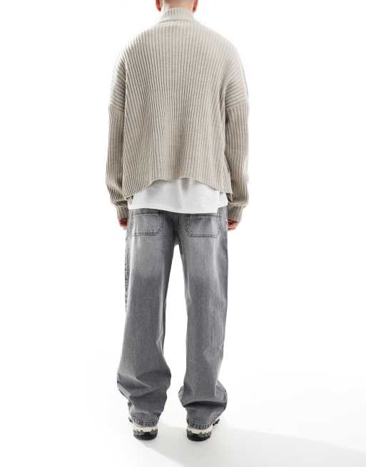 Pull&Bear – Szare jeansy skater, 2 z 5