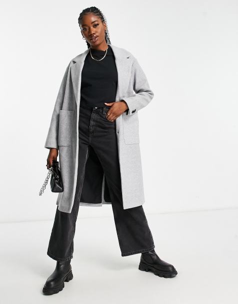 Pull&Bear – Szary dopasowany płaszcz o wydłużonym fasonie - view 1