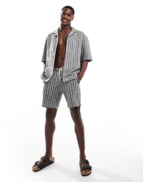 Pull&Bear – Szary fakturowany zestaw w paski - view 1