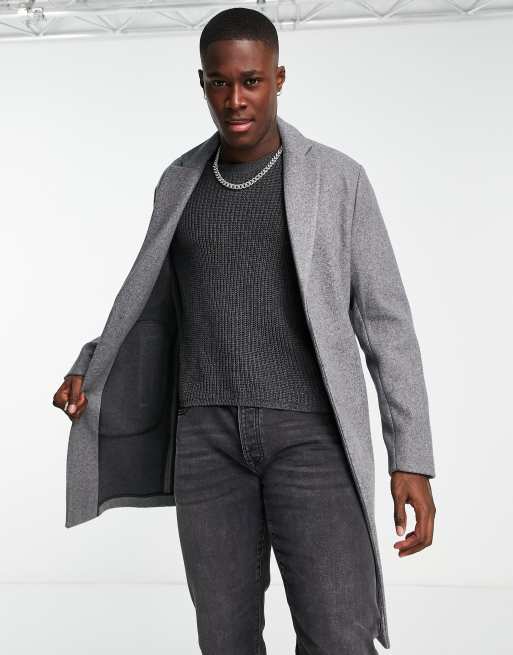 Pull&Bear – Szary płaszcz z mieszanki wełny – tylko w ASOS, 4 z 4