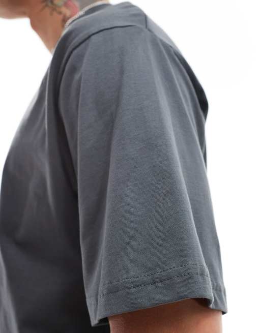 Pull&Bear – Szary T-shirt o pudełkowym kroju, 3 z 4