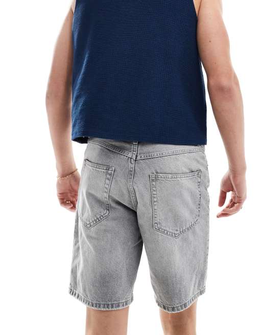 Pull&Bear – Szorty jeansowe w spranym, szarym kolorze, 3 z 5