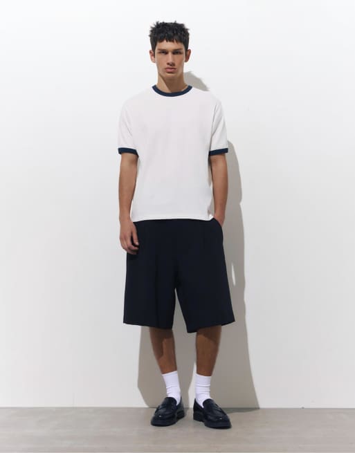 Pull&Bear - T-shirt à bordures contrastantes - Blanc cassé, 4 de 7