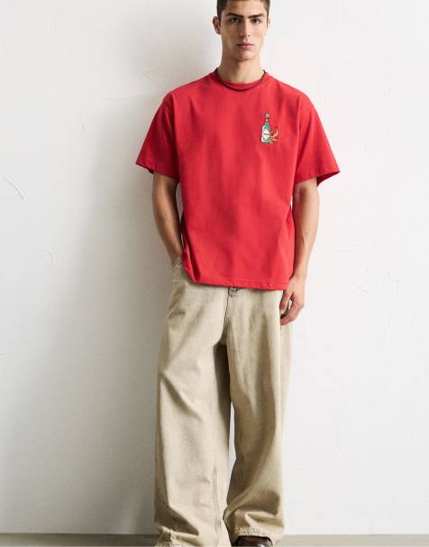 Pull&Bear - T-shirt à broderie Ay Carmela - Rouge - view 1