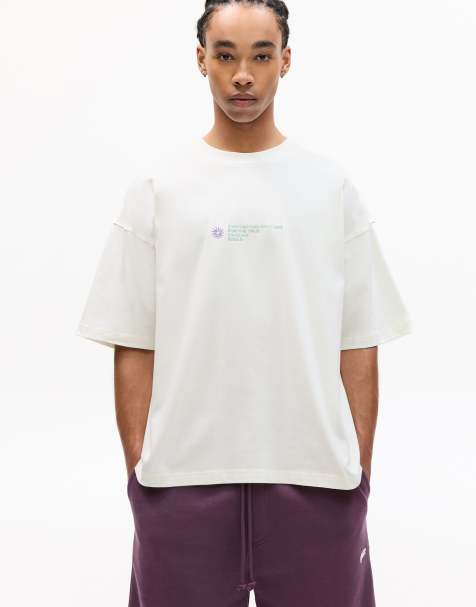 Pull&Bear - T-shirt à broderie contrastante - Blanc cassé - view 1