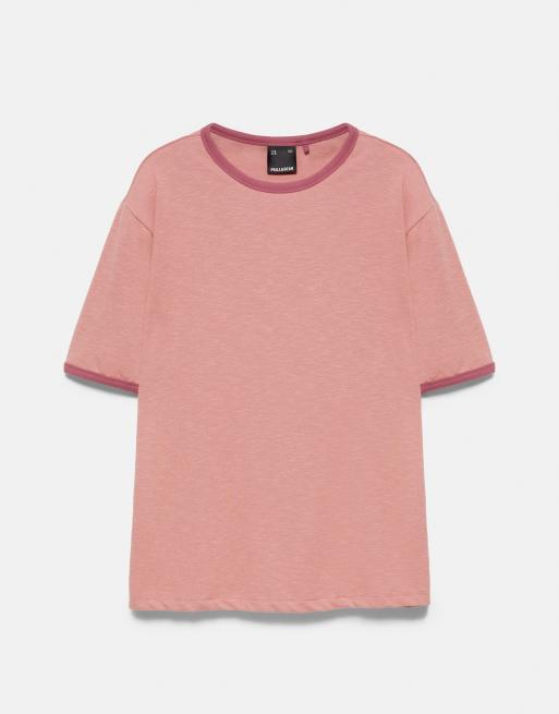 Pull&Bear T-shirt a coste a contrasto rosa, 5 di 7