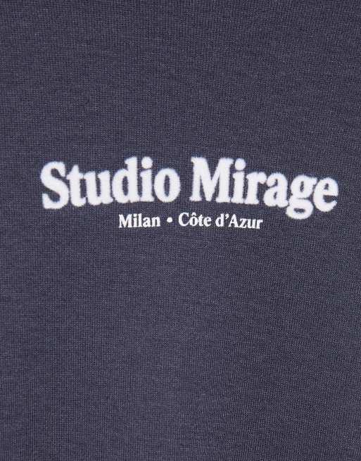Pull&Bear t-shirt à coutures graphiques gris bleu, 6 de 7