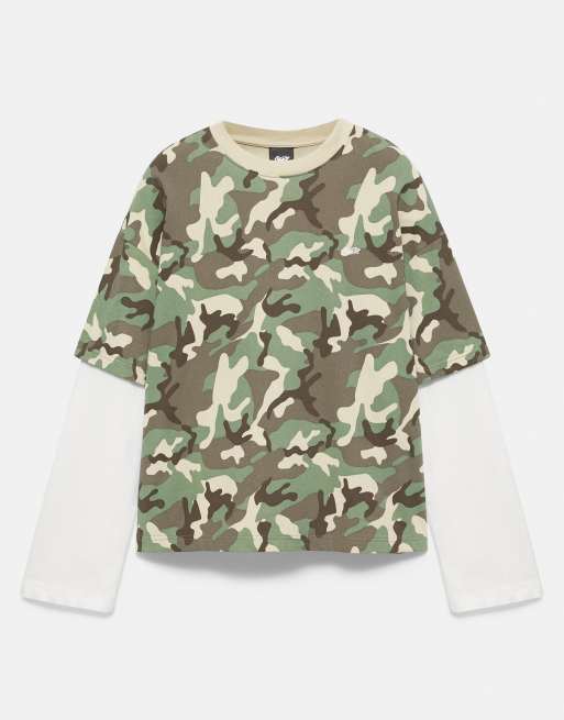 Pull&Bear t-shirt à double manche vert, 6 de 7