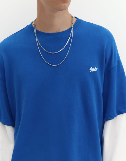 Pull&Bear t-shirt à double manches bleu foncé, 3 de 7
