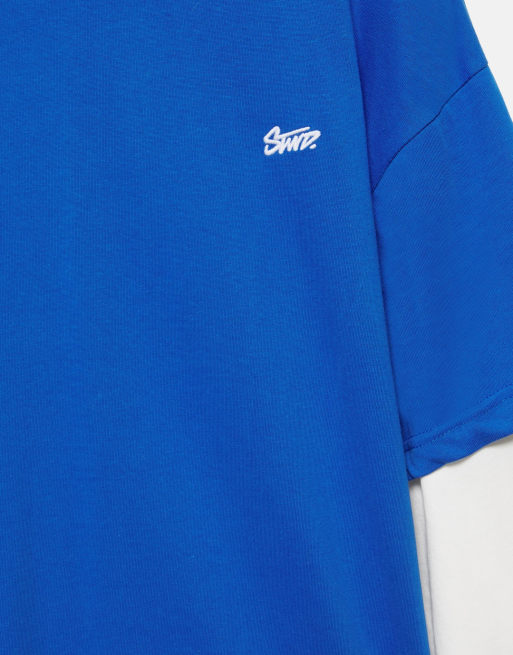 Pull&Bear t-shirt à double manches bleu foncé, 7 de 7